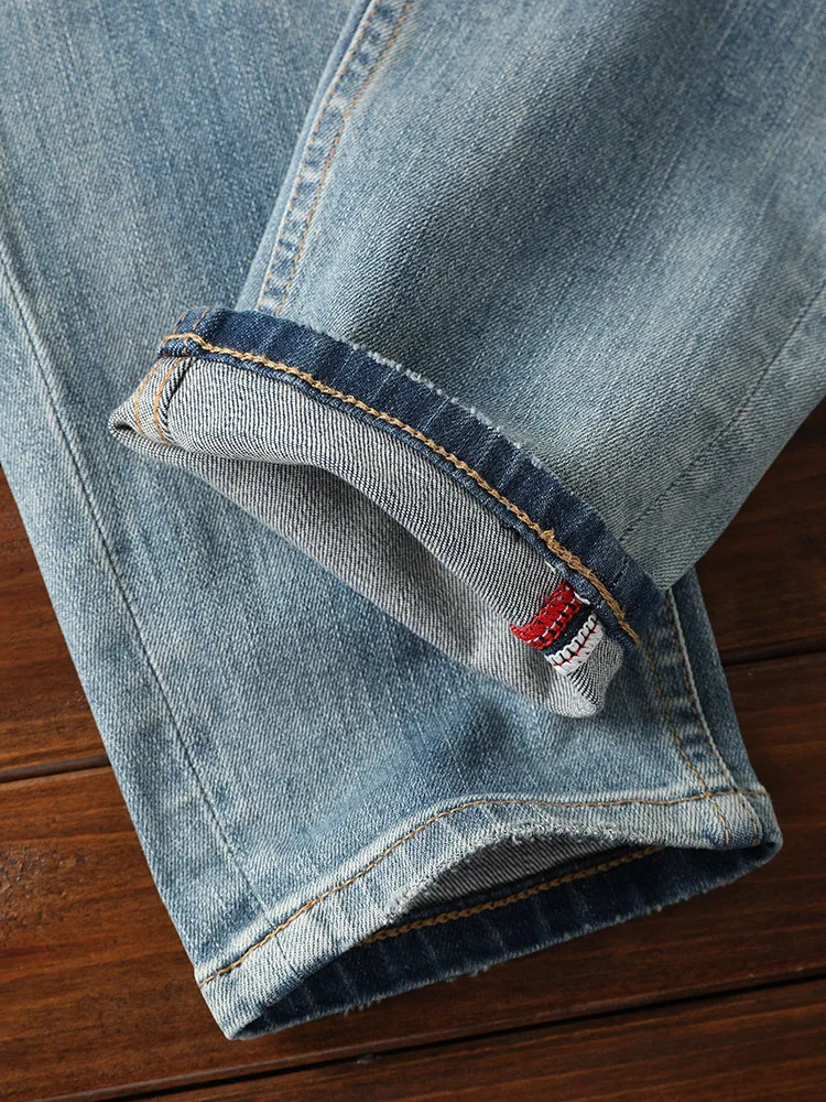 

Весенне-летние новые джинсы, мужские светлые брюки с маленькими штанинами, эластичные повседневные ностальгические брюки в стиле ретро