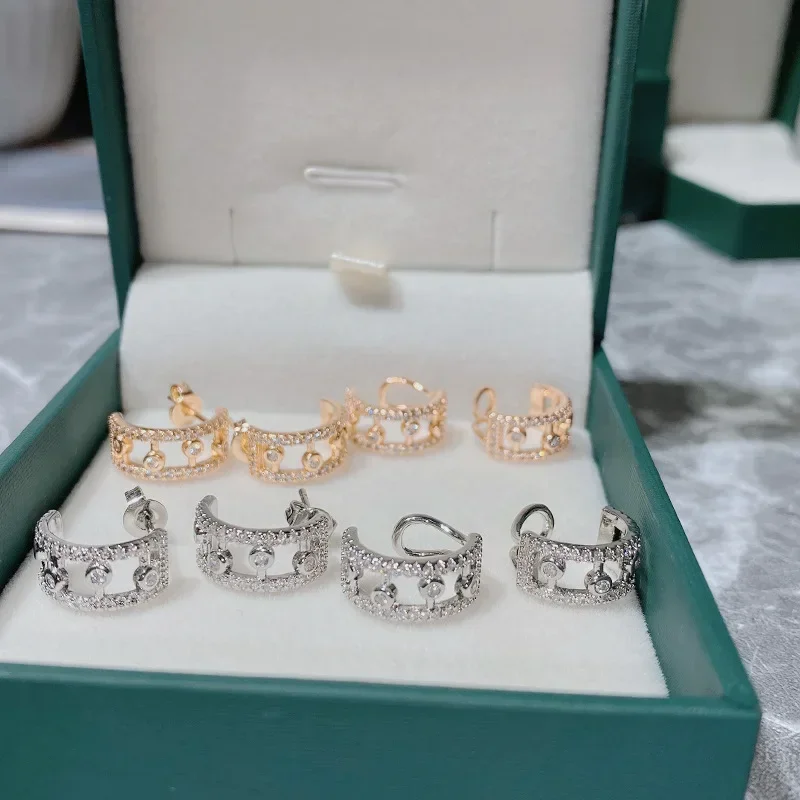 

MDL Moissanit1 Style Star With The Same Small Dewdrop Zirconia Earrings Female Gold-plated Diamond Hollow Note Earrings