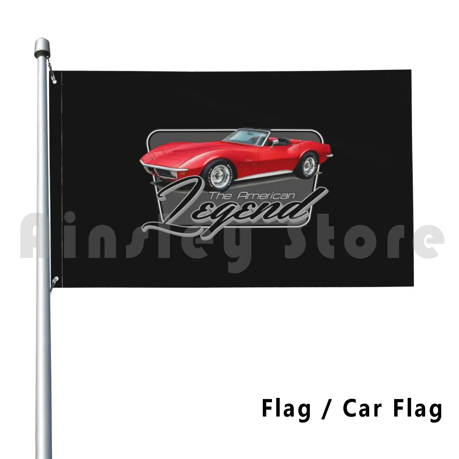 American Legend Stingray Red Flag Car Flag Funny American Legend Stingray Corvette Red Classic Muscle