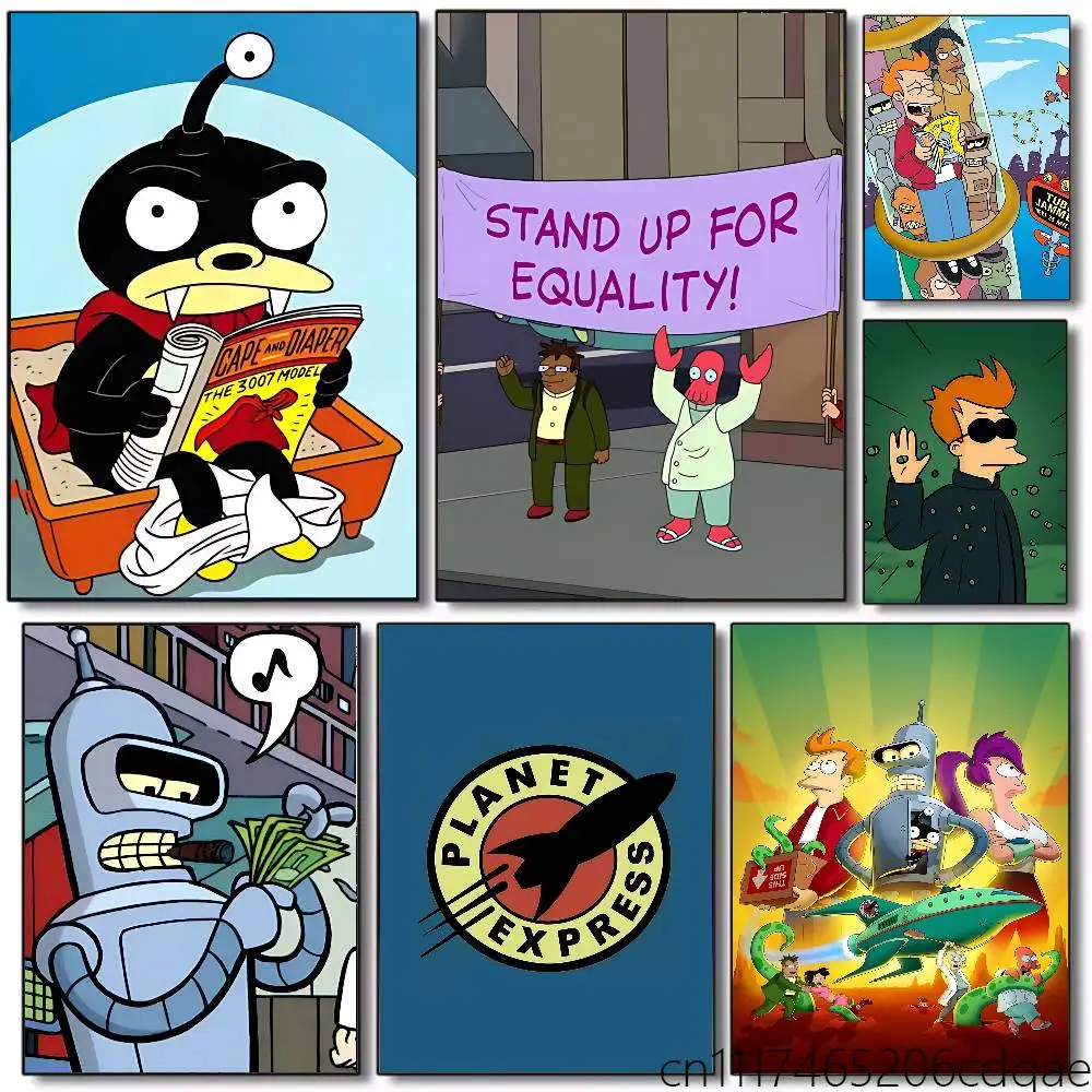 F-Fry F-Futurama Poster Wall Art Posters, Texture Paintings, Ideal Gift for Room Decoration