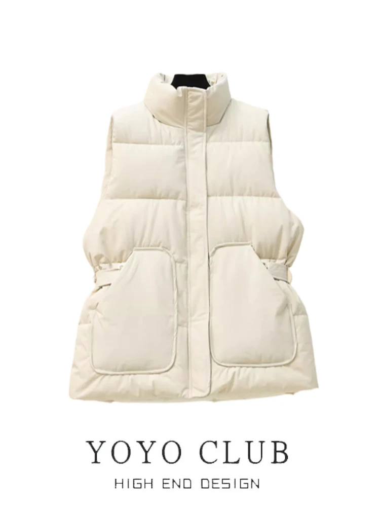 Dames donskatoenen vest groot formaat merk Bule herfst winter bovenkleding Svel tanktop ort rits Sle Veelzijdig