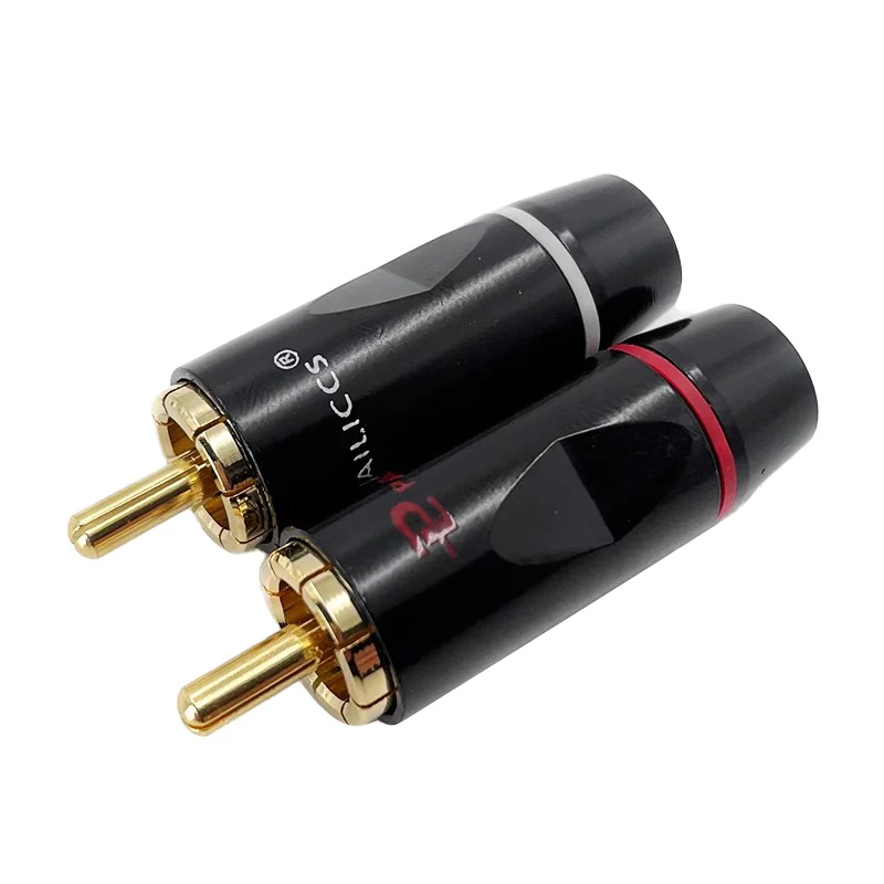 2/4/8/16PCS High Quality 24k Solder Gold plated RCA Conectors Gold Plated RCA Plug Audio Male Connector Cables