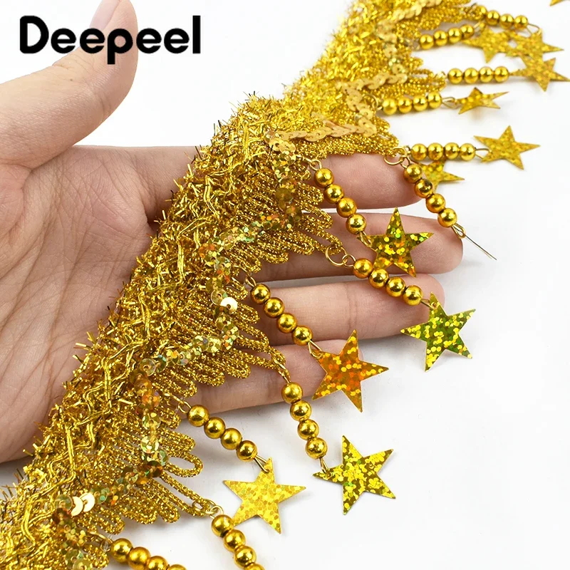 1/2/3/5M Deepeel 85mm Laser Sequins Tassels Fringe for Sewing Party Dresses Costume Beaded Lace Trims Decorative Trimming Fabric