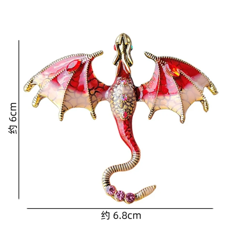 Flying Dragon Brooches Enamel Rhinestone Animal Cartoon Badge Lapel Clothing Brooch Pins Women Unisex Fashion Jewelry Gifts
