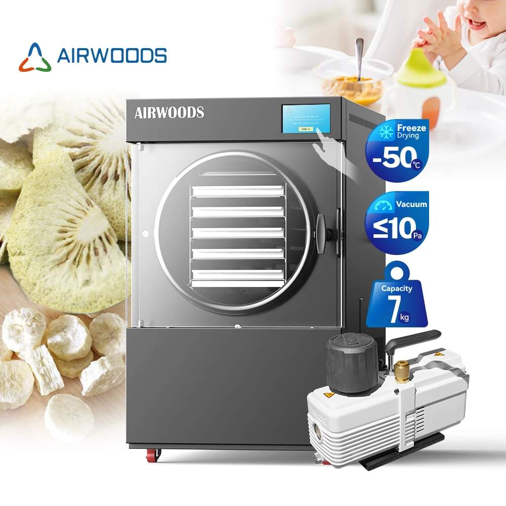 Commercial Home Automatic Lyophilizer 5 Trays 7kg Smart Vacuum Freeze Dryer Machine For Fruit Food Candy