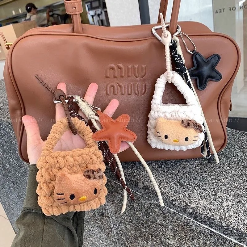 

Cartoon Sanrio Earphone Bag Hello Kitty Cute Hawaiian Leopard Pattern Earphone Protective Cover Mini Change Storage Bag Keychain