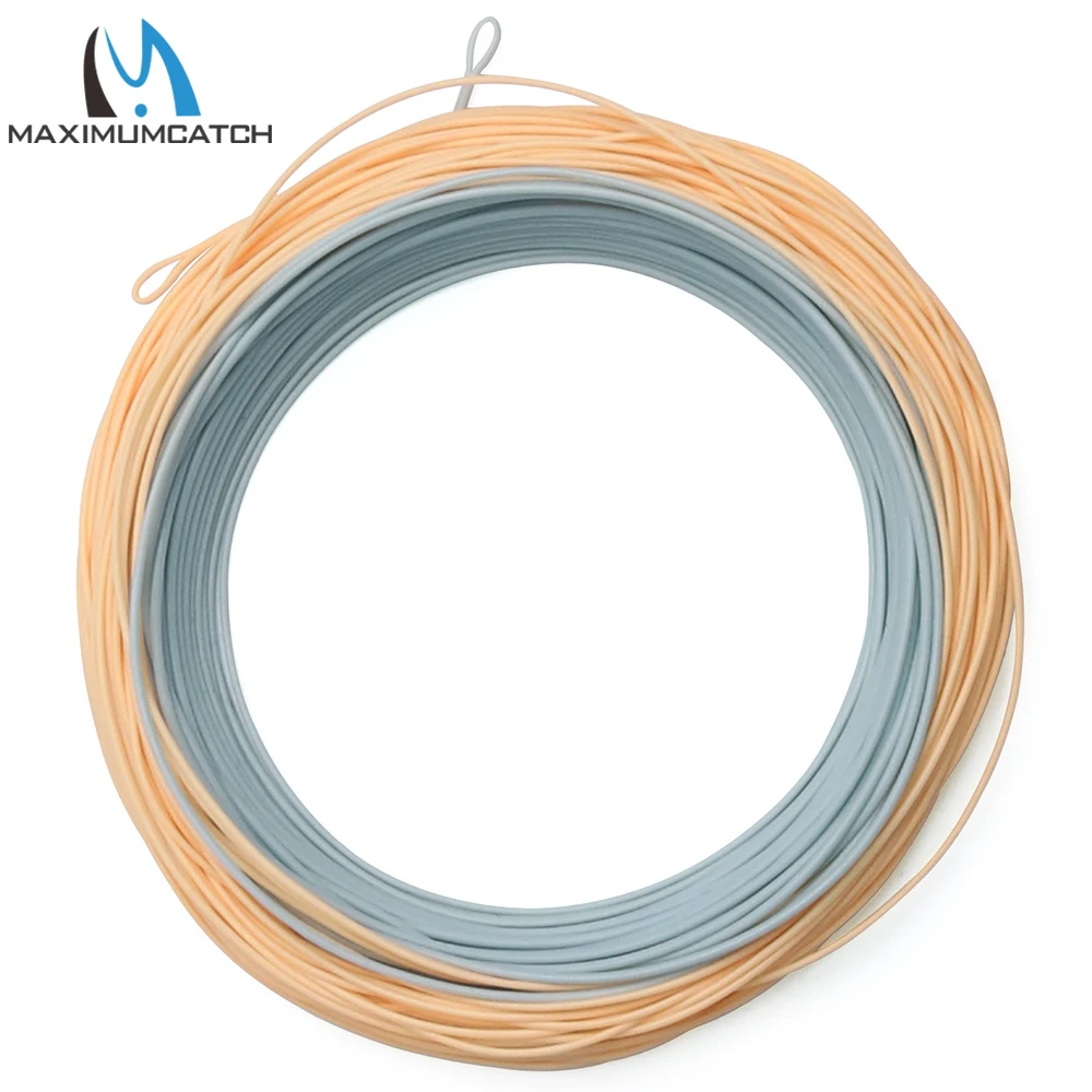 Maximumcatch 100FT Double Color Fly Line WF Floating With Two Welded Loops Light Beige & Power Blue Color