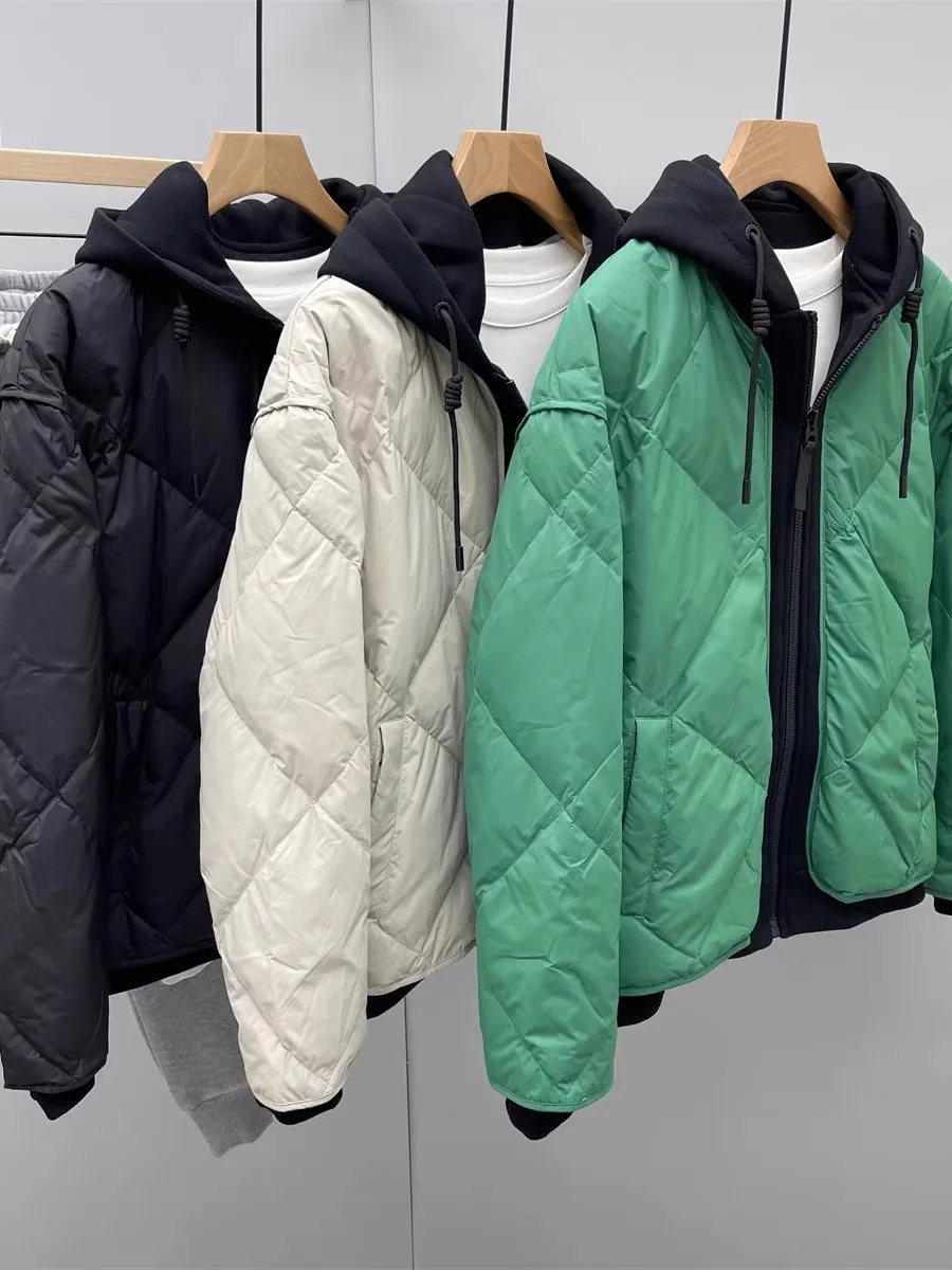 Men's Short Hooded down Cotton Jacket Thickened Winter Coat Warm Youth Versatile Zipper Closure Standard Fit Casual Wear