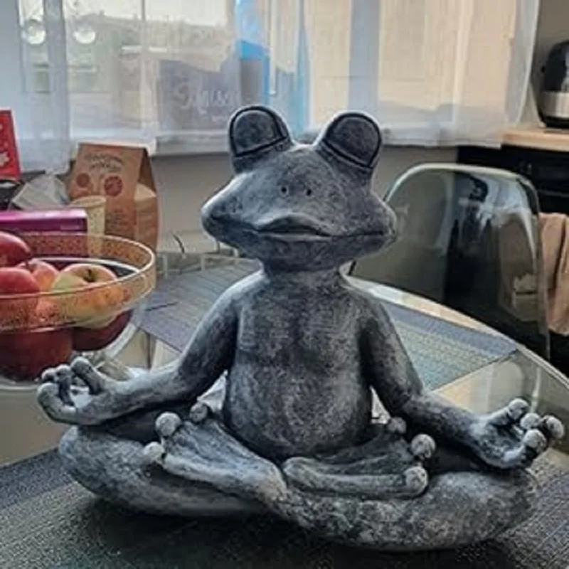 Meditating Frog Miniature Figurine,Zen Yoga Frog Garden Statue Ornament Indoor/Outdoor Garden Sculpture For Fairy Garden,Home