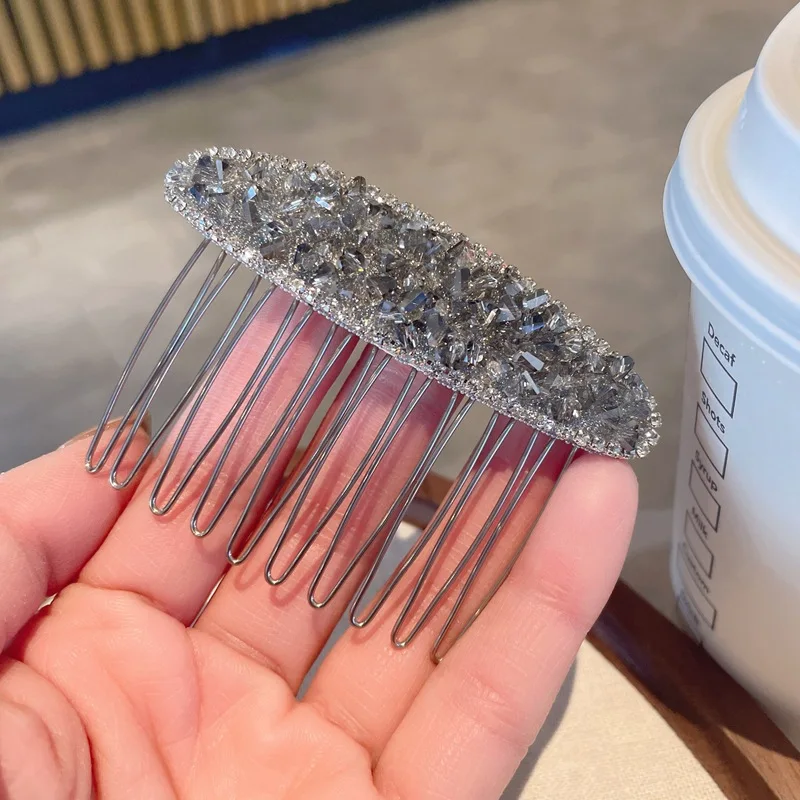 Rhinestone Plug Comb Women's Back of Head Broken Hair Comb Hair Accessories Shawl Hair Bangs Comb Fashion Hairpin
