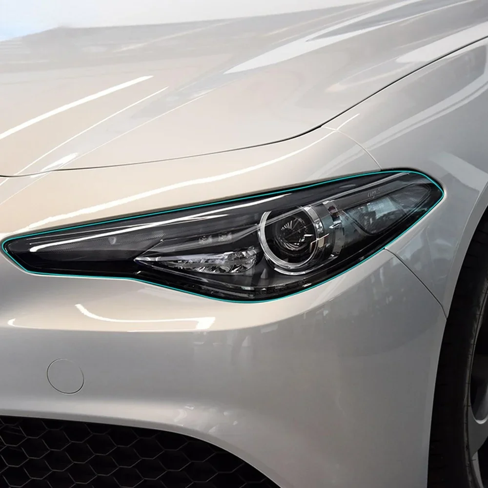 2Pcs Car Headlight Protective Film Headlamp Transparent Black TPU Sticker For Alfa Romeo Giulia 952 Stelvio 949 Accessories
