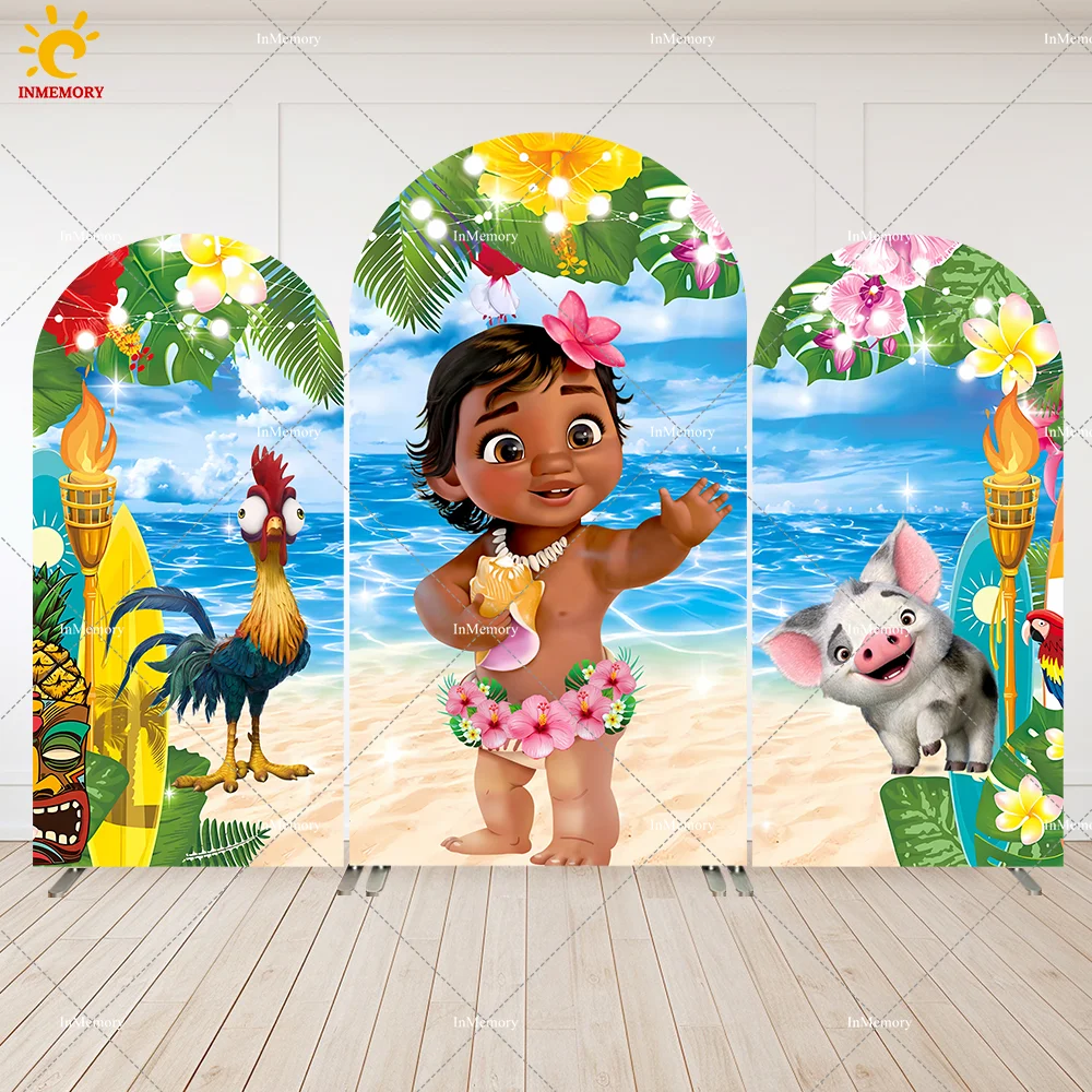 

Moana Birthday Party Supplies Arch backdrop Cover Cartoon Vaiana Baby Girls Party Chiara Wall Background Banner Doublesided