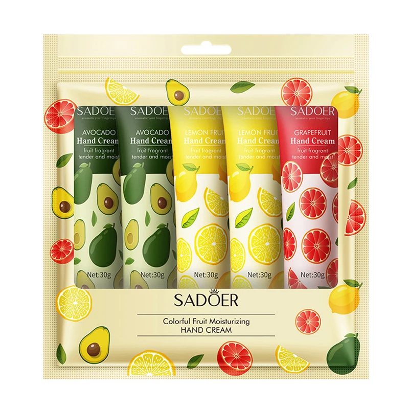 5Pcs/set Fruit Plant Fragrance Hand Cream Sets Moisturizing Repair Anti Dry Hand Lotion Sets Hands Skin Care Products