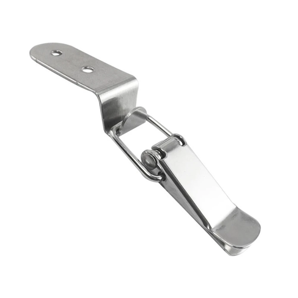 ABRN-4Pcs 90 Degree Hook Lock Bolt 304 Stainless Steel Spring Loaded Draw Toggle Latch Clamp For Door Drawer Toolbox