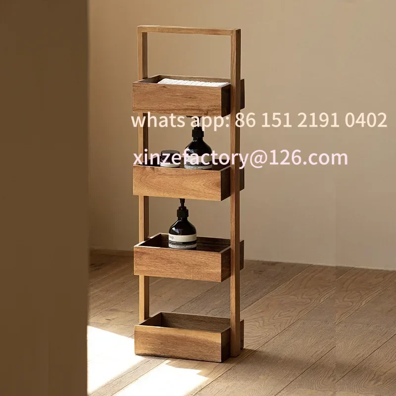 

Customizable Wood 4 Tier Towel Rack Shelf Wooden Kitchen Storage Shelf Snacks Fruit Vegetable