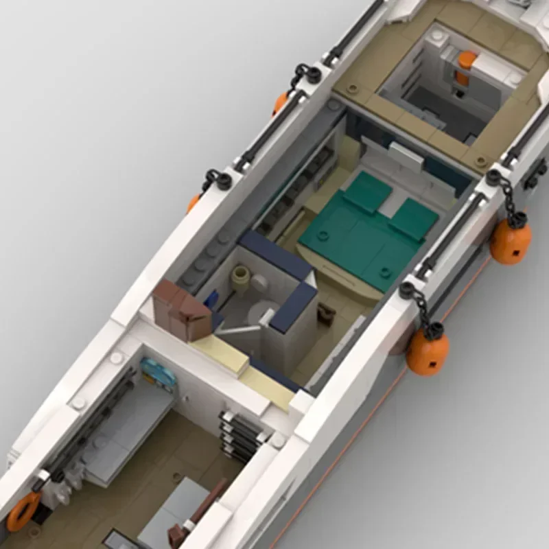 Modelo de navio militar moc tijolos de construção tecnologia de barco de expedição moderna blocos modulares presentes brinquedos de natal conjuntos diy montagem