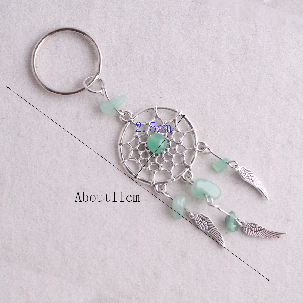 3pcs/set  Minimalist And Personalized Natural Crystal Gravel Dream Catcher Life Tree Wings Keychain Pendant Gift Accessory