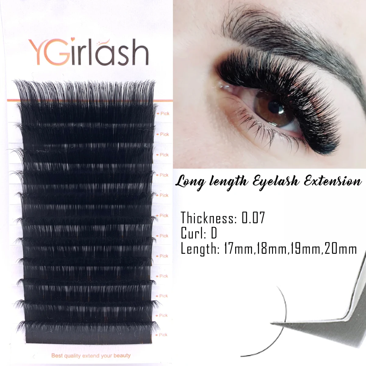 YGirlash Custom Volume Long Individual  Natural Black Eyelash Extension HandMade Russian False Mink Volume Lash Supplies