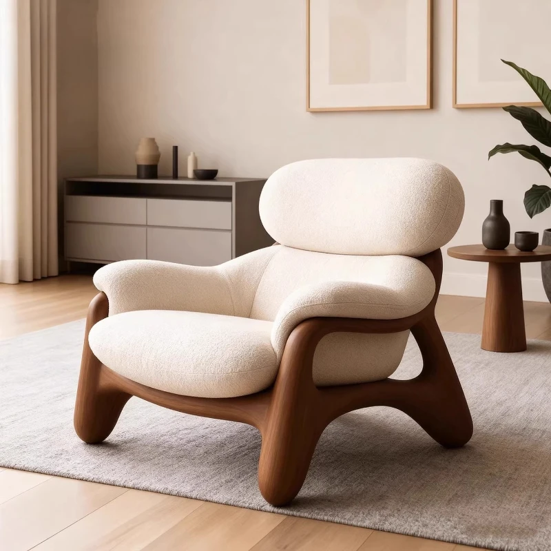 Sleeping Design Living Room Chairs Wood Armrest Oversized Reading Lounge Chair Events High Quality Fauteuil De Salon Furniture