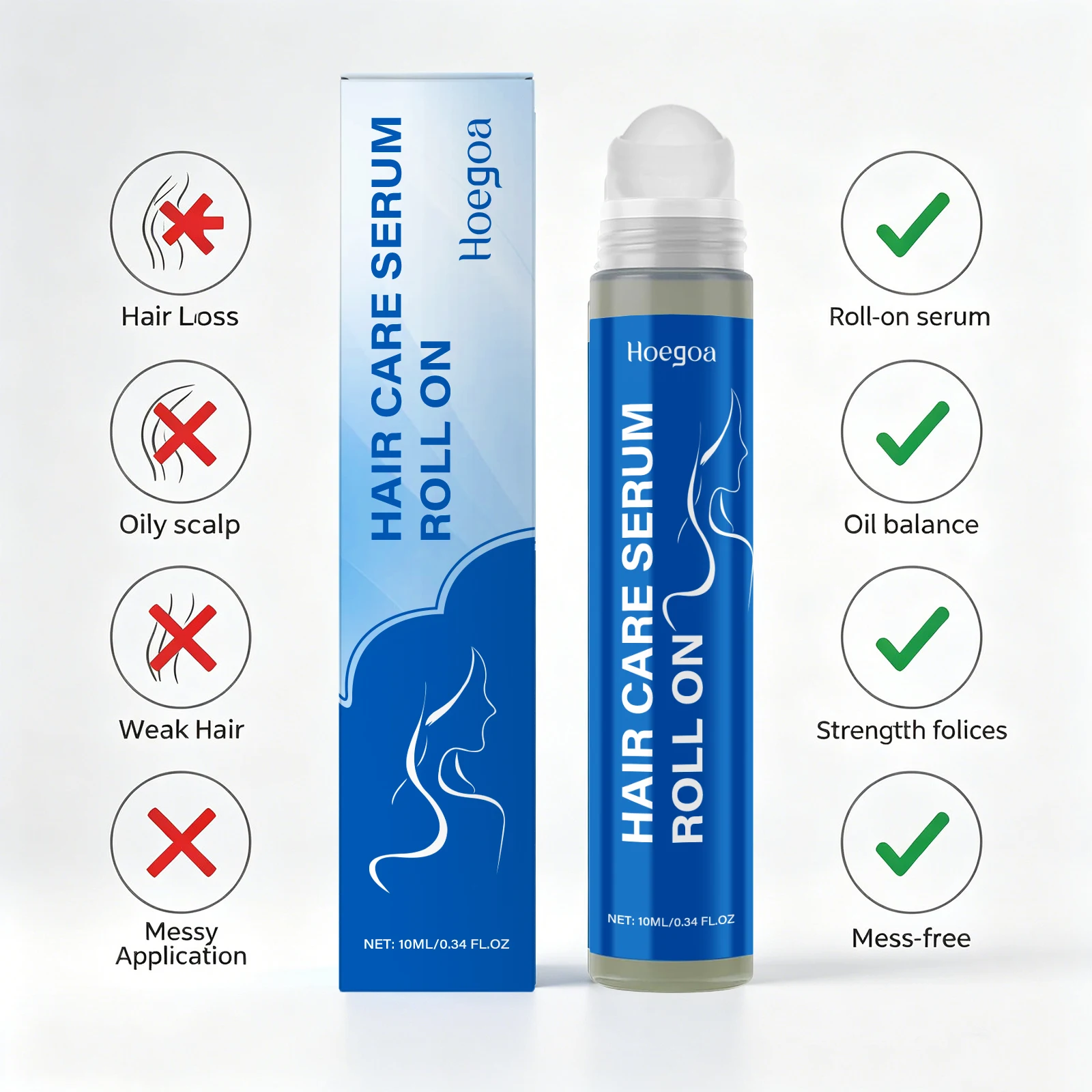 Rosemary Hair Care Serum Roll on Relax Scalp Nourish Hair Roots Promotes Thicker Fuller Reduce Frizzy Split Ends Hair Roller
