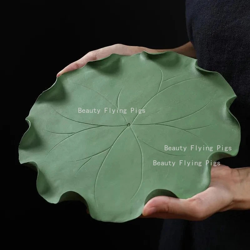 Ceramic Lotus Leaf Ornament Entrance Key Storage Rack Desktop Decoration Plant Lotus Leaf Shape Home Decoration 8.5/10.5/12.5cm