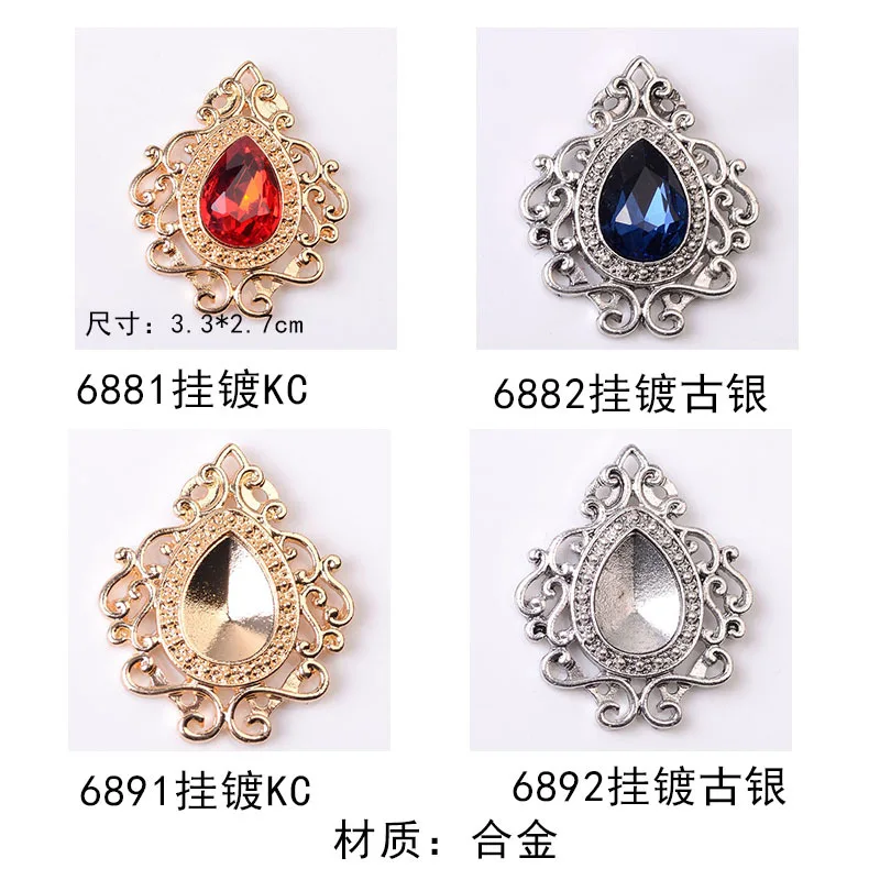 Handmade European and American retro court gem brooch hollow lace water drop gem brooch shirt collar accessories direct sales