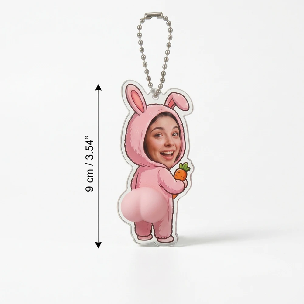 1pc Custom Photo Funny Keychain,Stress Relief Charm,Novelty Butt Pendant,Creative Bag Ornament,Acrylic Material,Surprise Gift