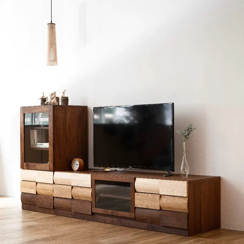 

Solid wood walnut TV cabinet, Nordic solid wood modern small apartment black walnut simple floor cabinet storage living room