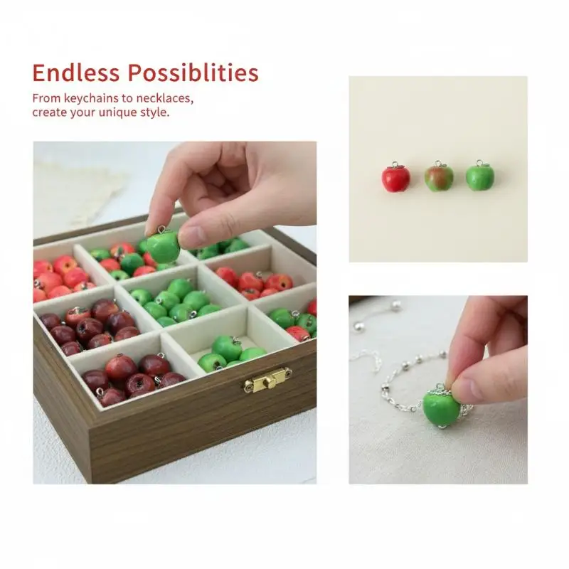 NEW 5Pcs 14x15MM 3D Resin Simulation Fruit Charms Pendant Spacer Loose Beads For DIY Jewelry Bracelet Earrings Accessories