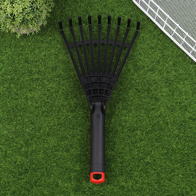 1Pc Garden Grass Leaf Rake Plastic Rake Gardening Rake Lawn Hand Tool With Handle Tool For Garden Maintenance Plant Care