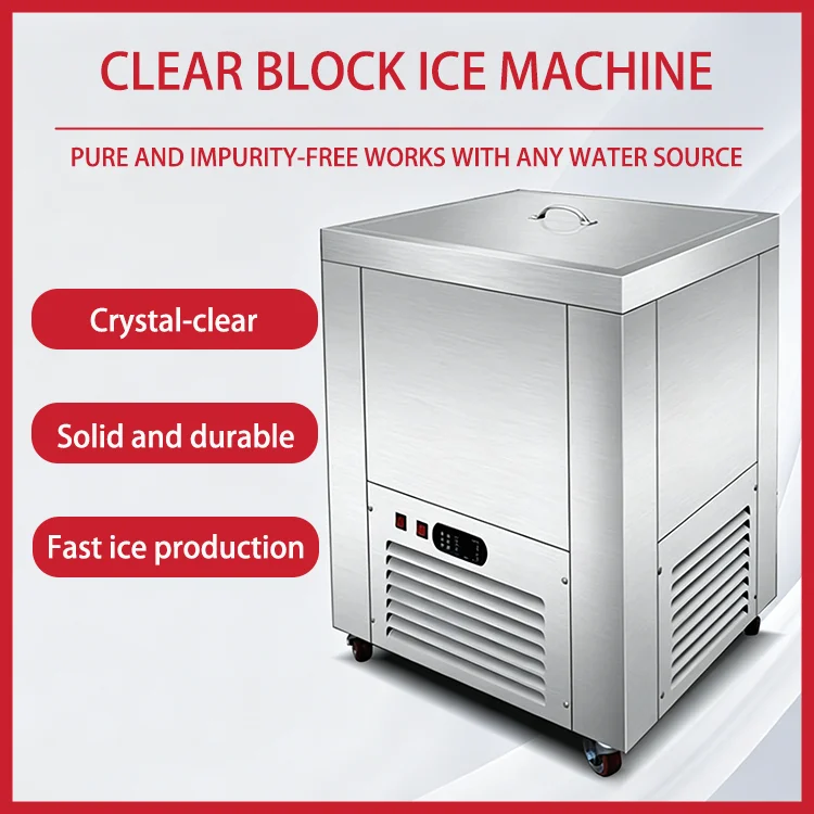 High Purity Block Ice Machine Transparent Ice Block Production Equipment Fast Cooling Low Noise for Cafe Shop Restaurant
