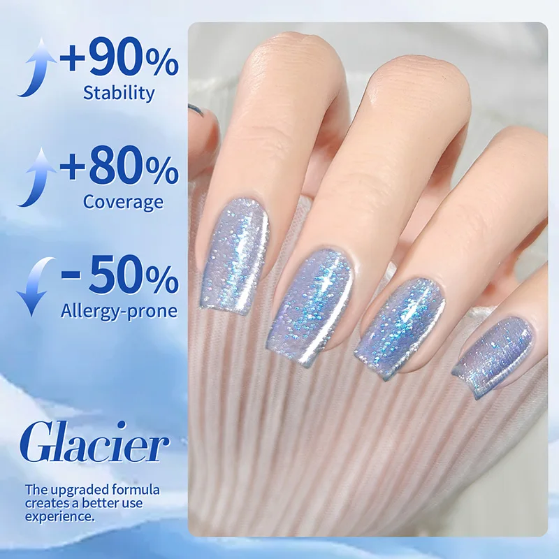 BORN PRETTY Blue Glacier Cat Magnetic Gel Nail Polish Shining Glitter Soak Off UV LED Semi-Permanant Varnish DIY Nail Art 10ml