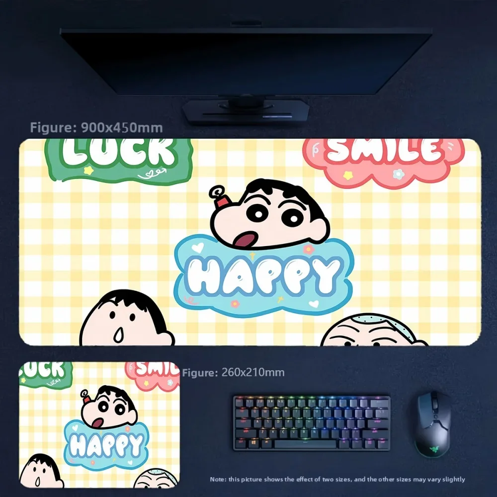 Girls Office Large Size Waterproof Stain Resistant Leather Mousepad Animation Leather Mouse Pad Crayon Shin-chan and His Friends