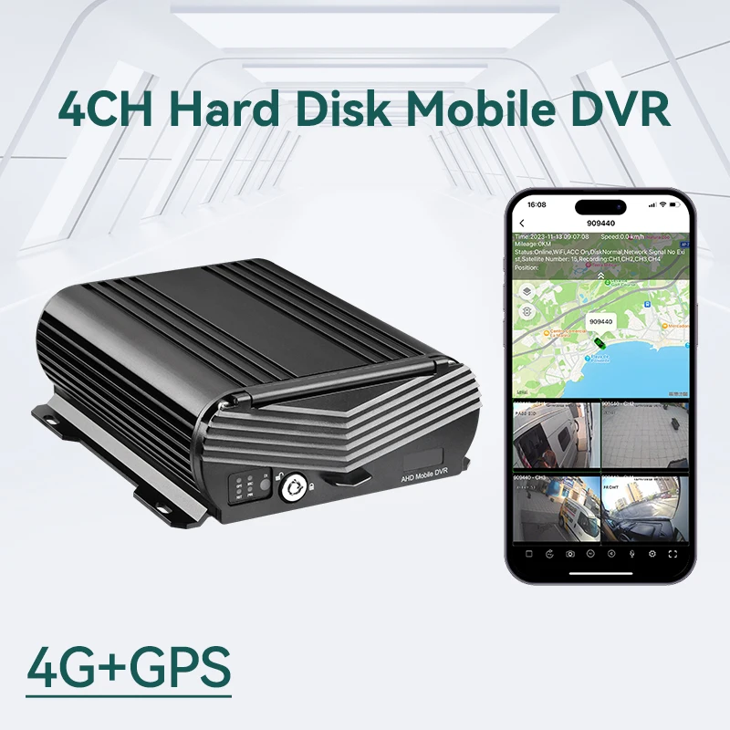 1080P 4G Mobile DVR، H.264 4CH في الوقت الحقيقي، GPS Track، I/O، مراقبة عن بعد HDD AHD مركبة MDVR، دعم iPhone، هاتف Android