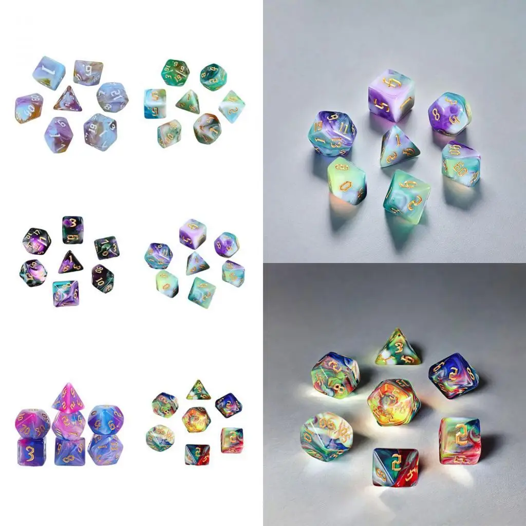 

7Pcs Polyhedral Dices Set D4 D6 D8 D10 D12 D20 Multi Sided Dices Board Game