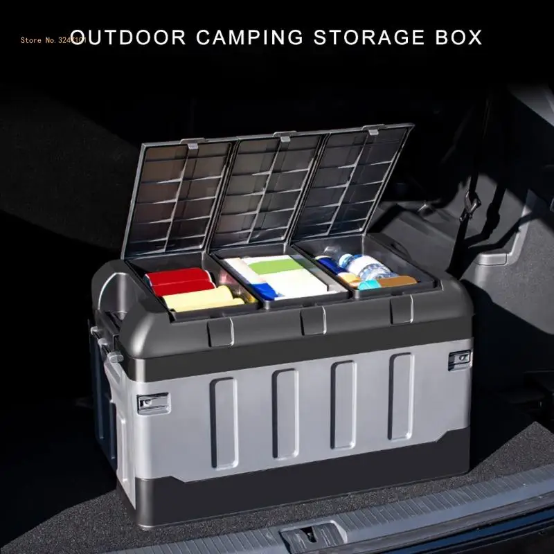 

Convenient 70L Storage Box for Camping Equipment Multipurpose Large Crate Portable Vehicle Trunk Organizing Supplies Dropship