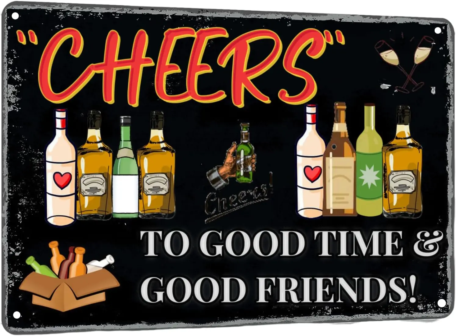 1p,Bar Decor Vintage Bar Signs, Cheers Signs Retro Bar signs for Home Bar Man Cave Decor Signs, ches Funny Metal Bar Sign for Ki