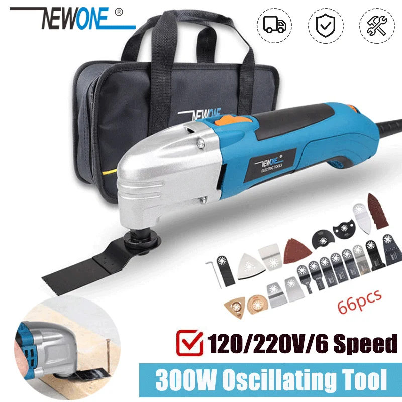 NEWONE 120V/220V 300W Electric Multi-function Oscillating Tool Kit Renovator Multi-Tool Tool Electric Trimmer Saw Accessories