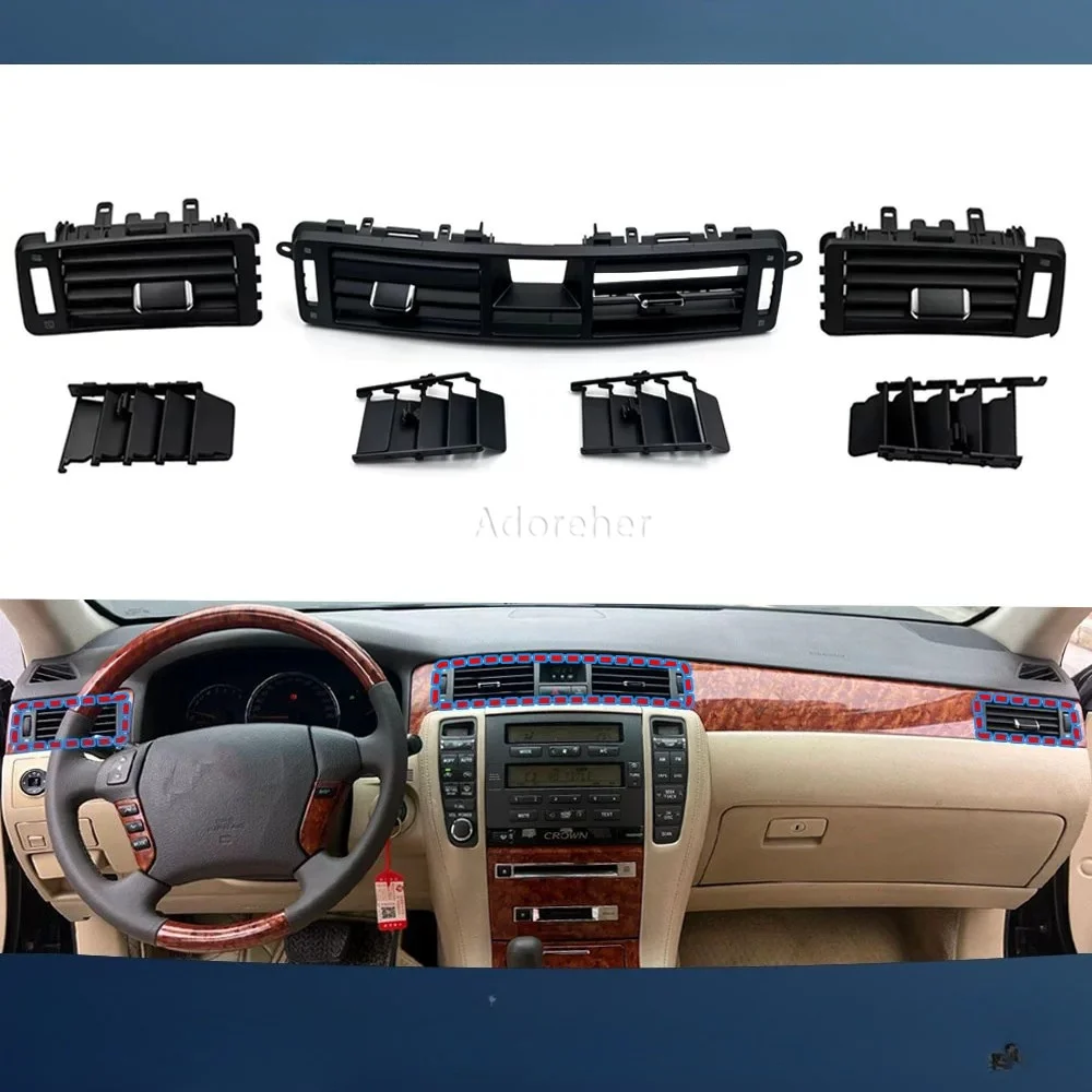 Car Air Conditioning Vent Frame& Fan Blades Grille Louver Kit Fit For Toyota 12th‑generation Crown GRS182 2005-2009