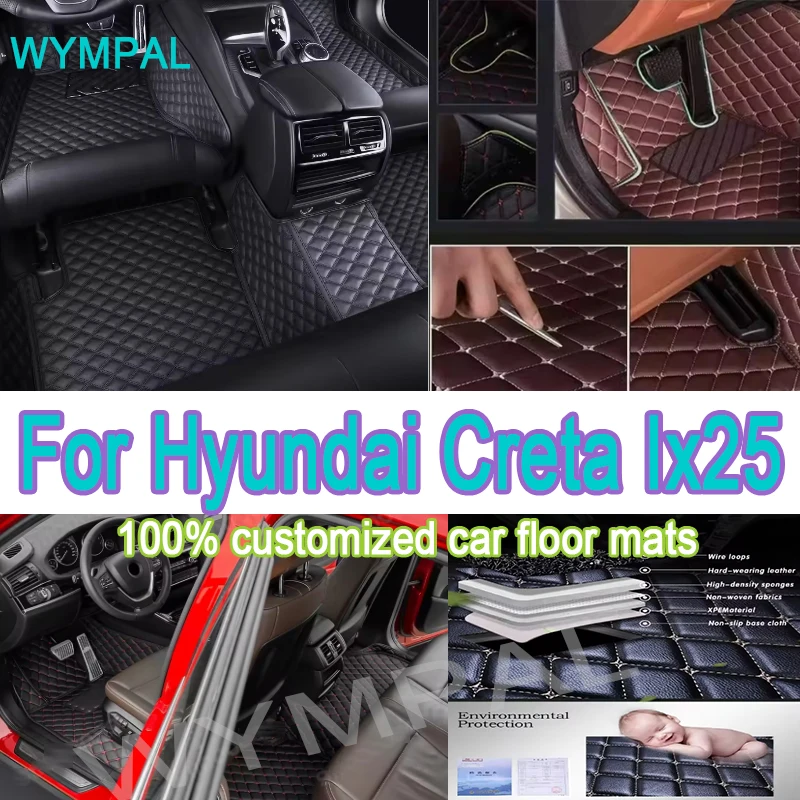

Luxury Custom Style Car Floor Mats for Hyundai Creta Ix25 2020-2023 Year Car Accessories Interior Details Mobile Phone Pocket