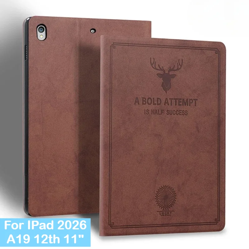 

2026 Premium Deer Head Case for New IPad 12th Gen A19 A16 11/10th 10.9" Air 8 7 6 11 13 " M4 M3 M2 Funda PU Leather Tablet Cover
