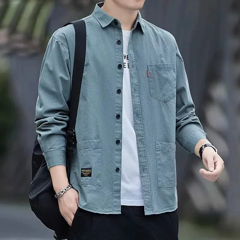 

Retro American Casual Workwear Shirt Men's Summer Wear-Resistant Dirt-Resistant Loose Fit Cardigan Coat for Doing Manual Labor