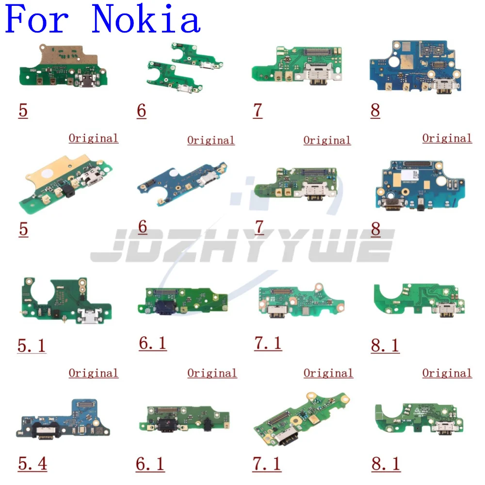 Original For Nokia 8 7 6 5 5.1 6.1 7.1 8.1 5.4 Power Charger Dock USB Charging Port Plug Board With Microphone Flex Cable