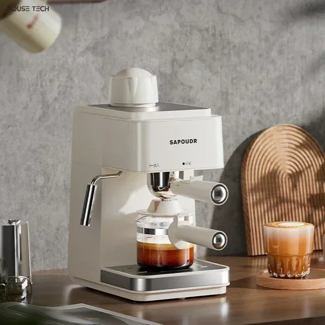 ماكينة صنع القهوة المكتبية الجديدة المنزلية ماكينة صنع القهوة الأمريكية الإيطالية الصغيرة شبه الأوتوماتيكية ماكينة صنع الاسبريسو