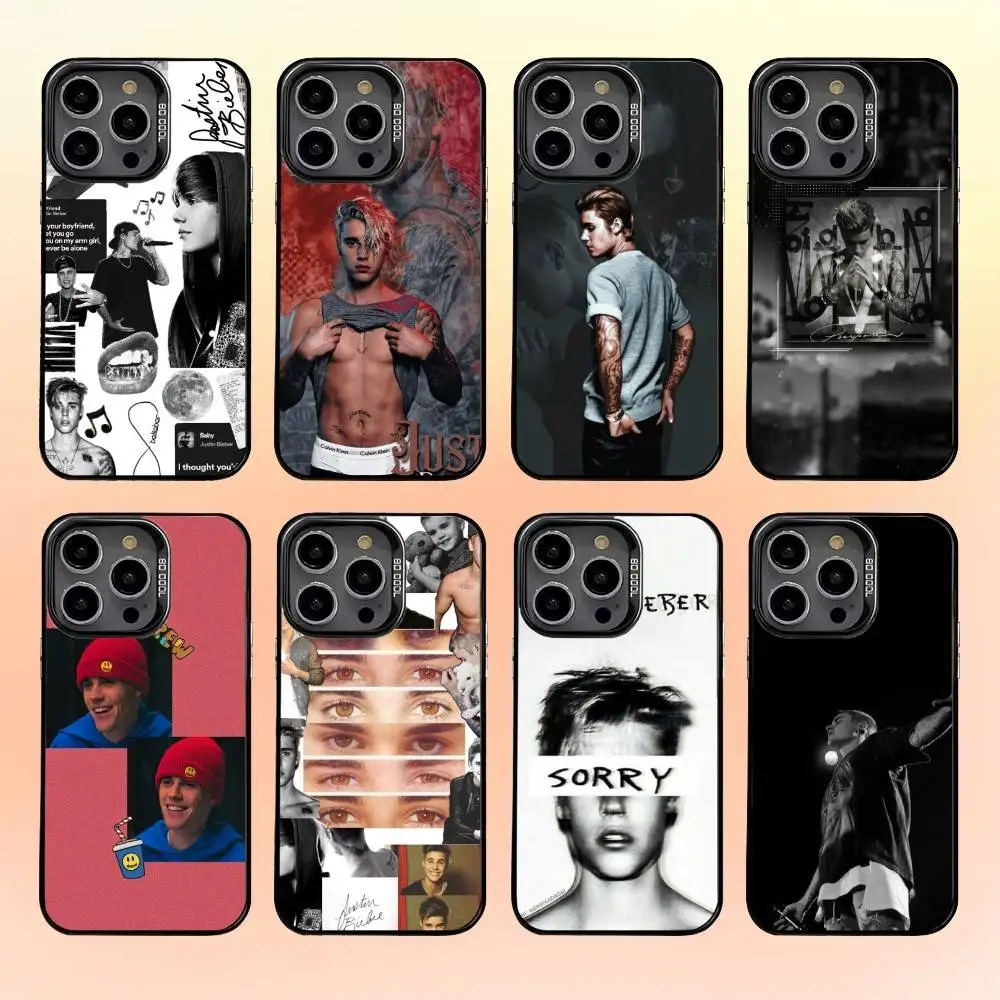 

J-Justin Singer Bieber Phone Case For iPhone16 15 14 13 12 Pro Max Grey Black Matte Laser Metallic Aurora Funda