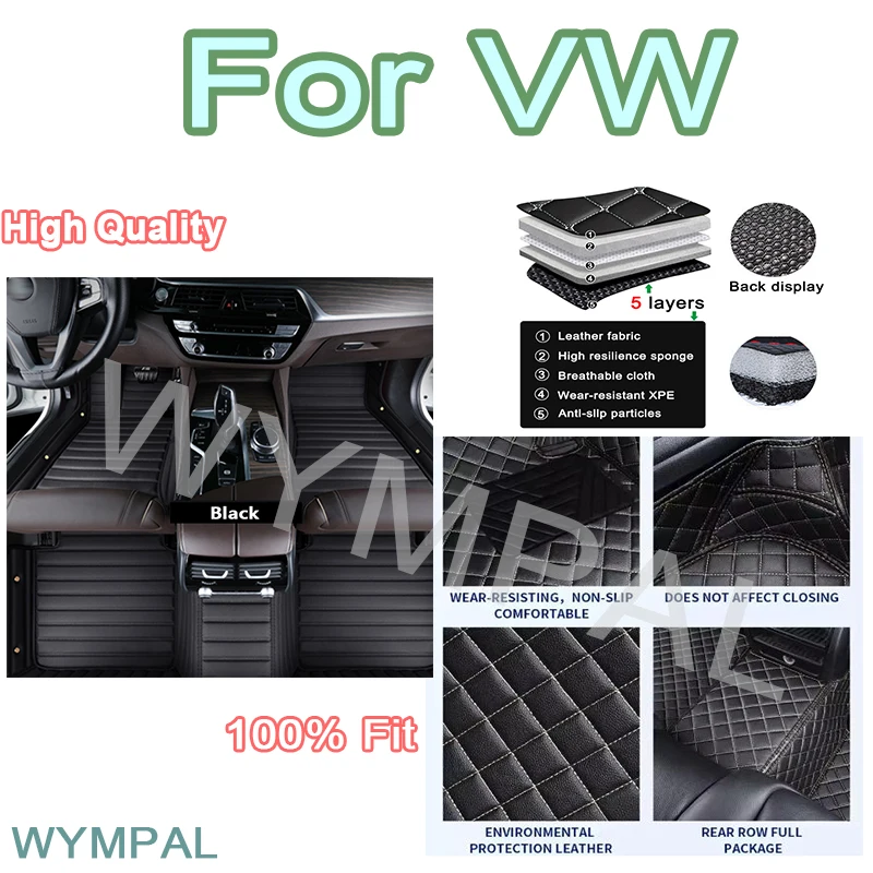 Luxury Custom Car Floor Mats For vw Beetle EOS Touran Polo Plus T-ROC Touran L ID4 CROZZ Jetta A5 ID.3 ID.6 X Sharan accessories