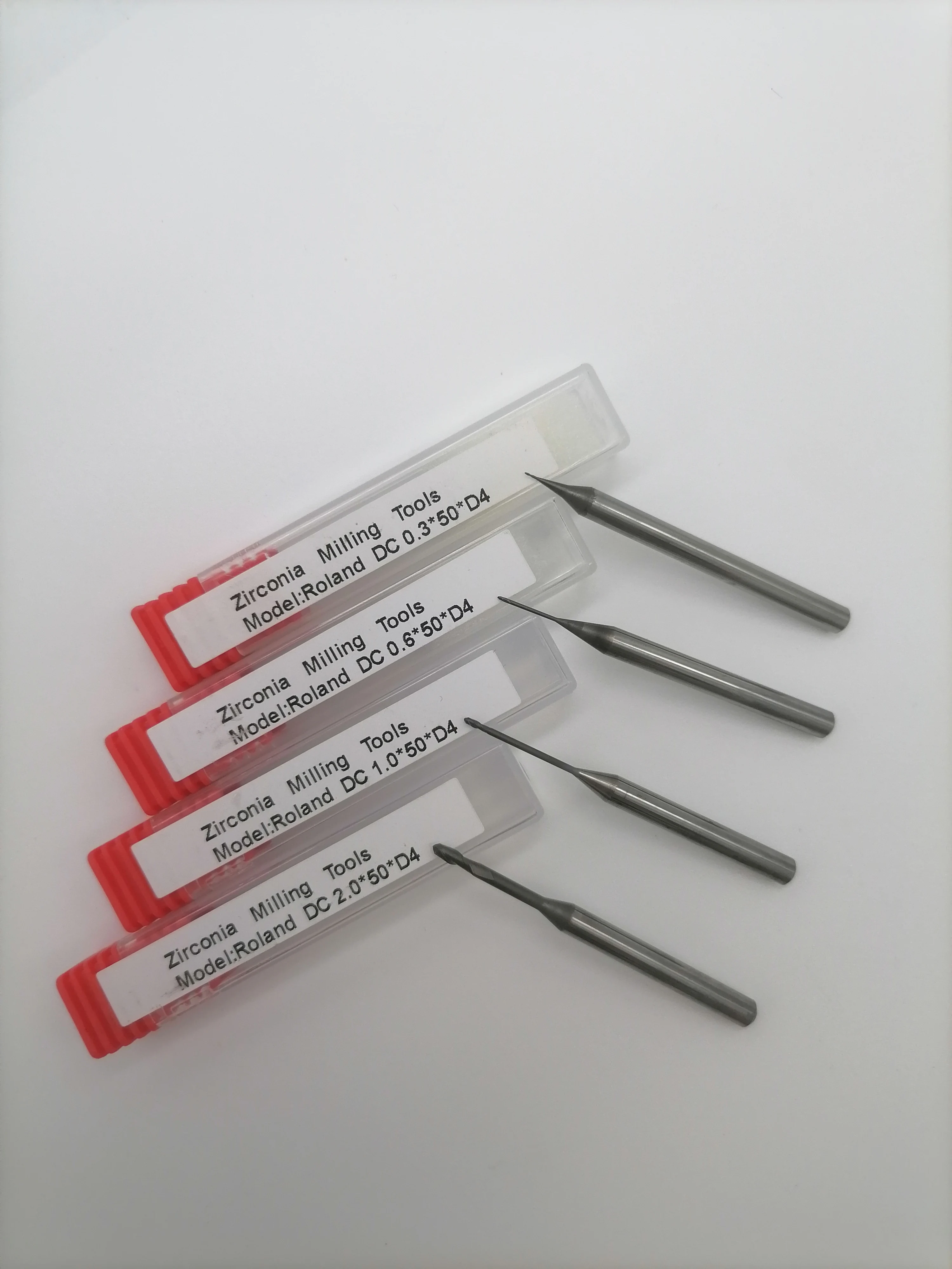 Roland DWX 52 Milling burs 0.3 mm/0.6 mm/1.0 mm/2.0 mm for Zirconia PMMA Peek and Wax in CADCAM Open System