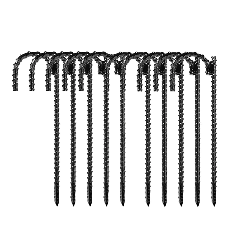 10pcs Threaded Steel Bar Stakes/Ground Stakes/Outdoor Fence Ground Stakes. New J Hook Heavy-Duty Rebar Metal Stakes-SPMI