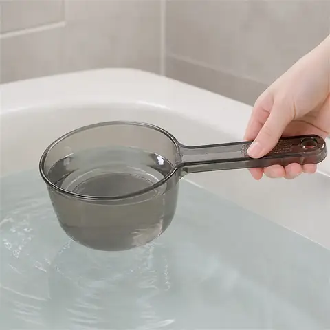 Plastic Water Ladle Long Handle Hanging Hooks Smoke Gray Kitchen Scoop Dipper Household Bathroom Storage Utensil Accessories
