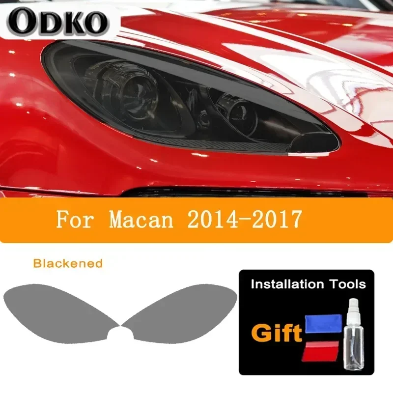 2 x Car Headlight Taillight Protection Film For Porsche Macan 2018 2019 2020 Smoke Black Transparent TPU Protective Sticker